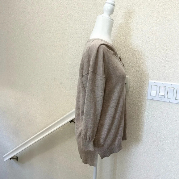 j crew 100% cotton vneck sweater size S 3/4 sleeve beige color excellent cond - Picture 3 of 11